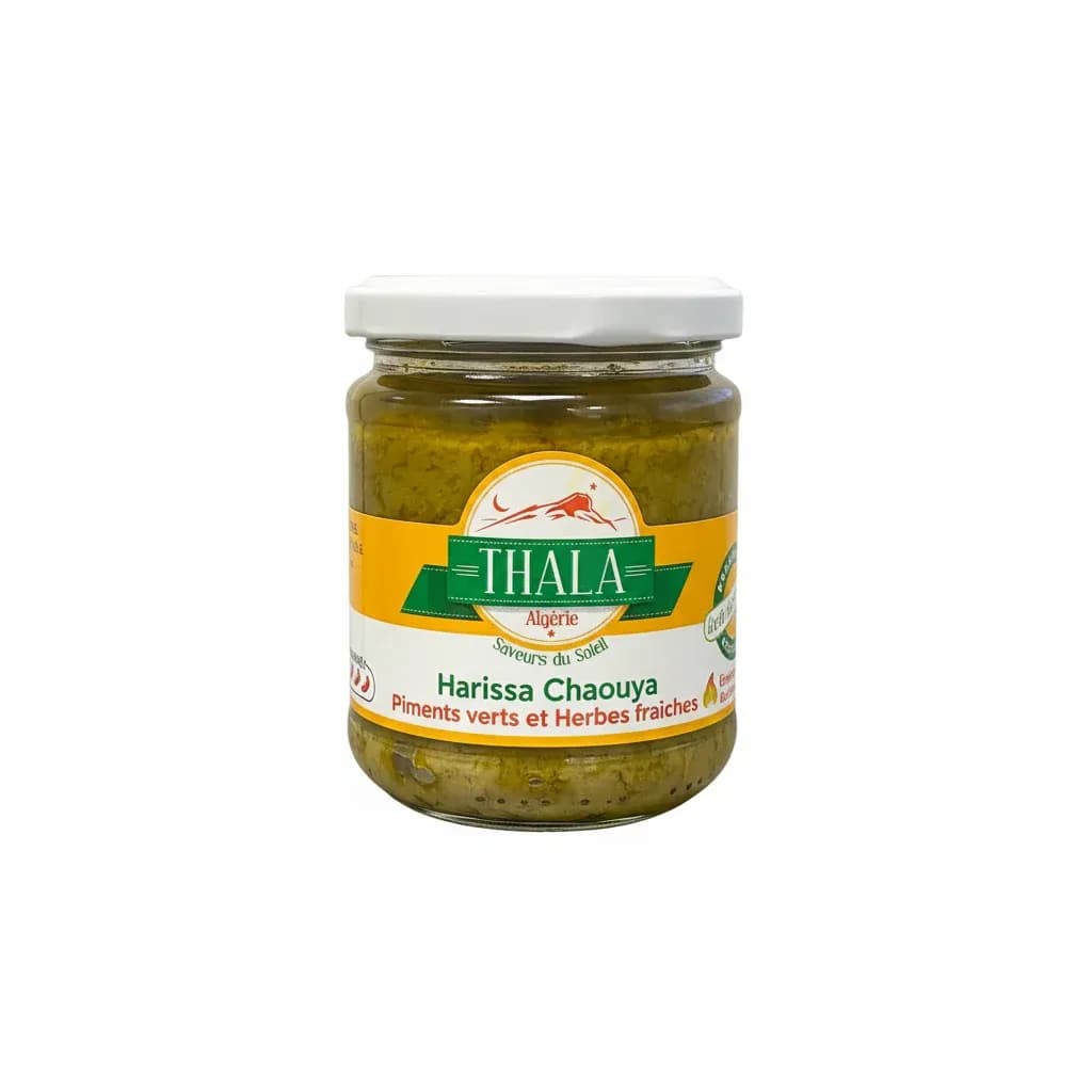 Harissa chaouya — piments verts et herbes fraîches